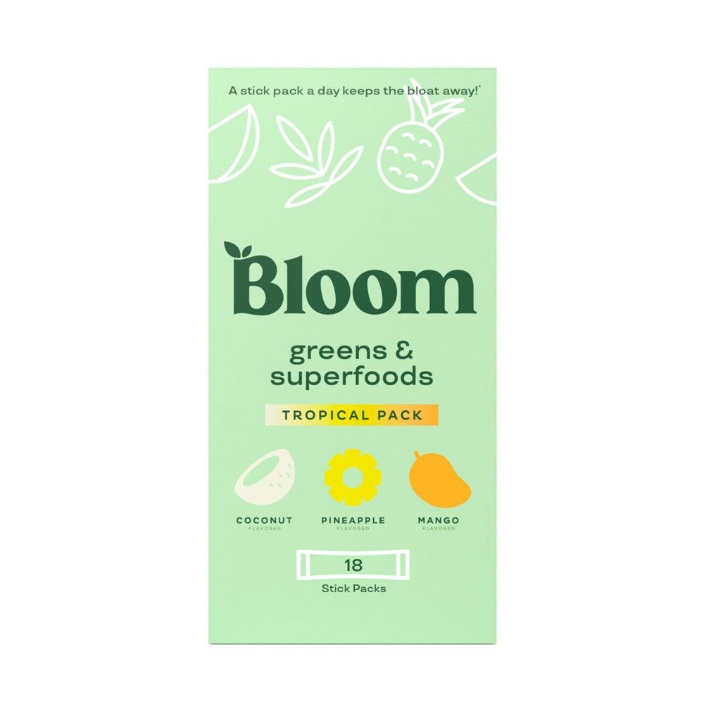 Bloom, Greens & Superfoods, Tropical Pack, 18 Stick Packs, 3.6 Oz (102.36 G) - Bellso